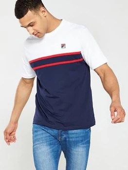 Image of Fila Baldi Cut & Sew T-Shirt, Navy/White/Red Size M Men