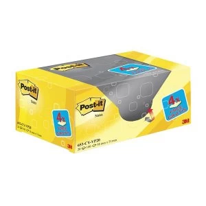 Image of Post it 38mm x 51mm Cube Notes Value Pack Canary Yellow 100 Sheets Per Pad20 Pads Per Pack