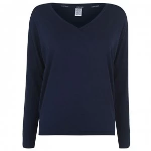 Image of Calvin Klein Calvin Long Sleeve V Neck T Shirt - SHORELINE