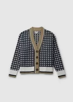 Image of Barbour Womens Francesca Geometric Wool Cardigan In Cream