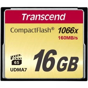 Image of Transcend 16GB 1066X Compact Flash Card 160MBs