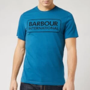 Image of Barbour International Mens Essential Large Logo T-Shirt - Aqua/Black - M