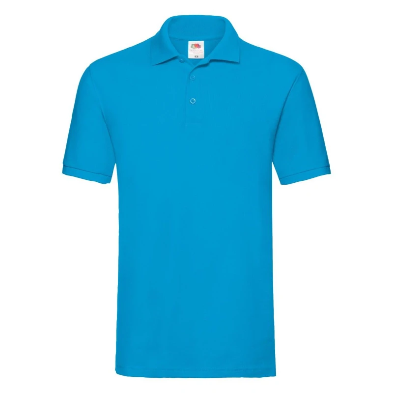 Image of Fruit Of The Loom Fruit of the Loom Men Premium Pique Polo Shirt in Blue Size: Small Blue S Male 5063470859832