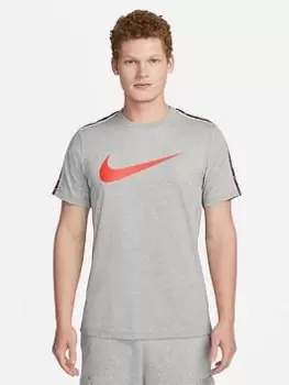 Image of Nike NSW Repeat Swoosh Tee - Grey, Size S, Men