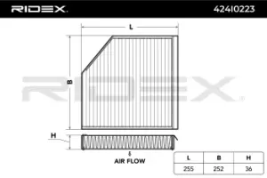Image of RIDEX Pollen filter AUDI,BENTLEY 424I0223 4H0819439,4H0819439