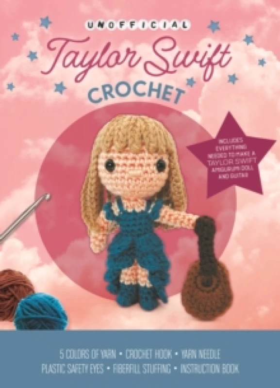 Image of Unofficial Taylor Swift Crochet Kit Includes Everything Needed to Make a Taylor Swift Amigurumi Doll and Guitar - 5 Colors of Yarn, Crochet Hook, Yarn