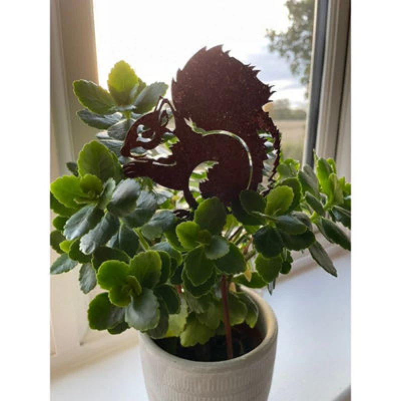 Image of Poppy Forge Squirrel Pot Stake (Pack Of 3) - Bare Metal/ready To Rust - H25 Cm