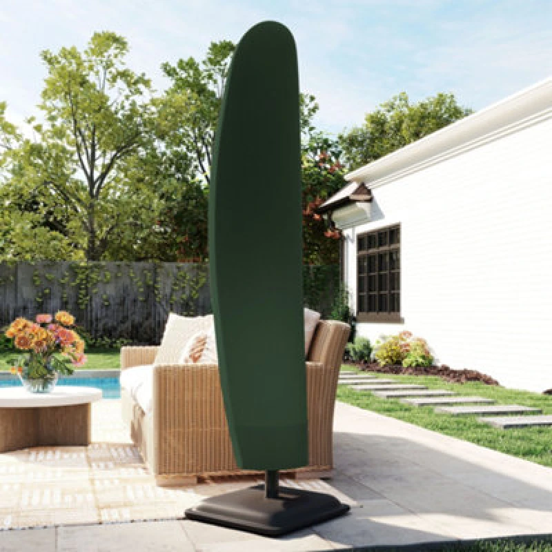 Image of Outsunny Parasol Cover, Banana Umbrella Protector With Zipper, Green