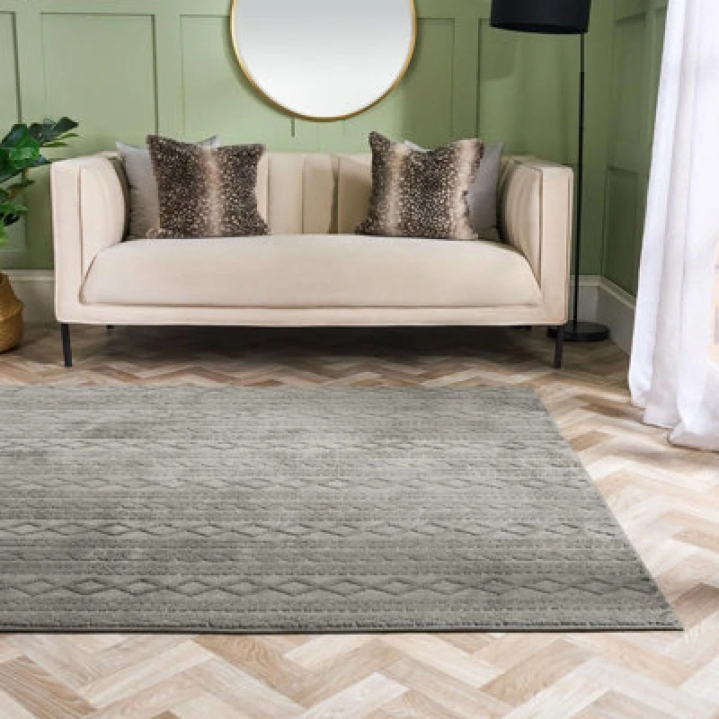 Image of OHS OHS Cable Knit Rug Non Slip Jacquard Floor Carpet Hallway Runner in Grey Size: 160cm x 230cm Grey 160cm x 230cm Unisex 5027434231584