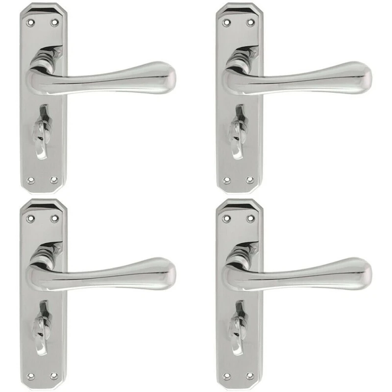 Image of Loops 4x PAIR Heavy Duty Lever on Angular Bathroom Backplate 180 x 40mm Chrome Multi