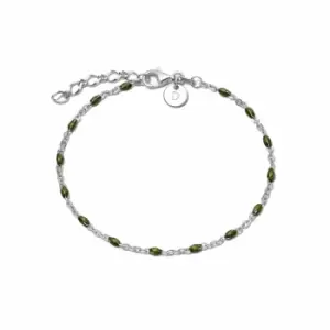 Image of Daisy London 925 Sterling Silver Treasures Green Beaded Bracelet Sterling Silver