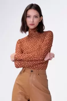Image of Gamball Jersey Mesh Printed Top, Toffee Daisy / 6
