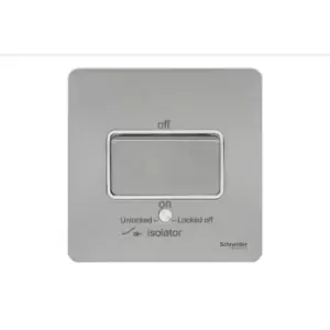 Image of Schneider Electric Ultimate Screwless Flat Plate - Single Fan Isolator Switch, 3 Pole, 16AX, GU1413WSS, Stainless Steel with White Insert