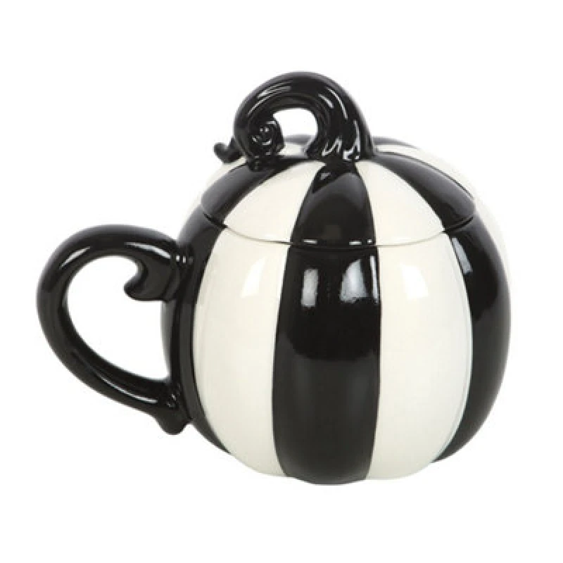Image of Something Different Something Different Contrast Striped Mug With Lid in Black One Size Unisex 5063750807584