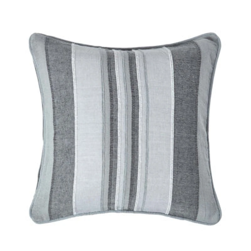 Image of Homescapes Cotton Striped Grey Cushion Cover Morocco , 60 X 60 Cm