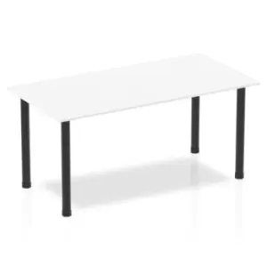 Image of Impulse 1600mm Straight Table White Top Black Post Leg
