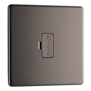 Image of BG Nexus Flatplate Screwless Black Nickel 13A 2-Pole Unswitched Fused Spur - FBN54