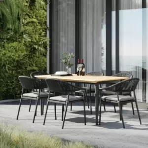 Image of Cloverly 6 Seat Rectangular Dining with Teak Table - Charcoal