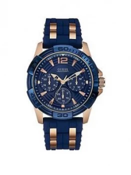 Image of Guess Oasis Guess Men039S Blue Textured Silicone Strap Watch