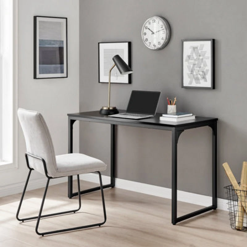 Image of FurnitureboxUK FurnitureboxUK Kendrick 120cm Melamine Coated Home Office Computer Desk with Black Legs Black One Size Unisex 5056542692147