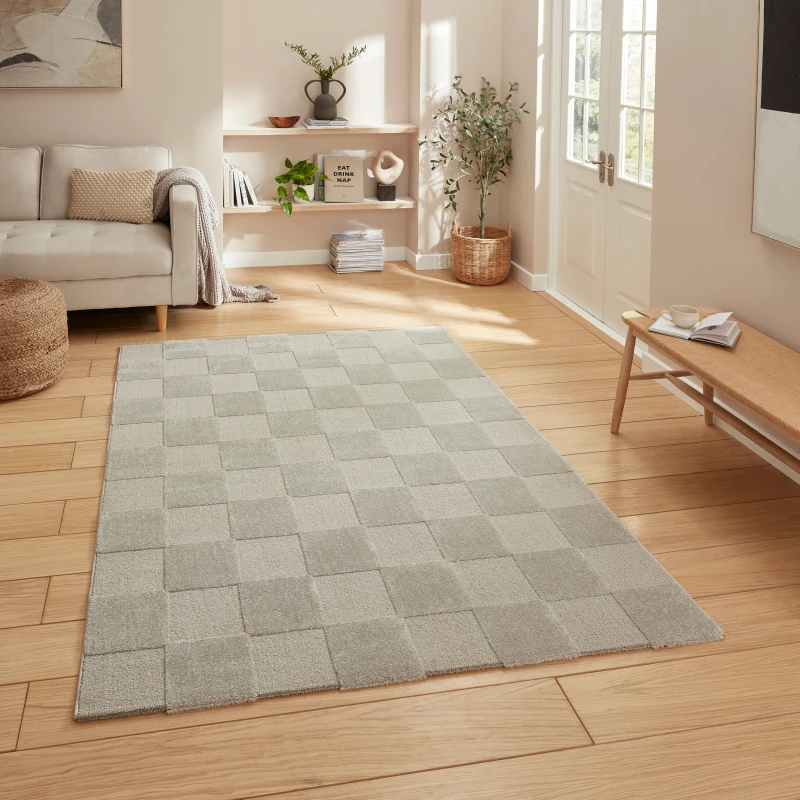 Image of SO'HOME Modern Geometric Checkerboard Rug silver-coloured 120X170CM;160X230CM;200X290CM