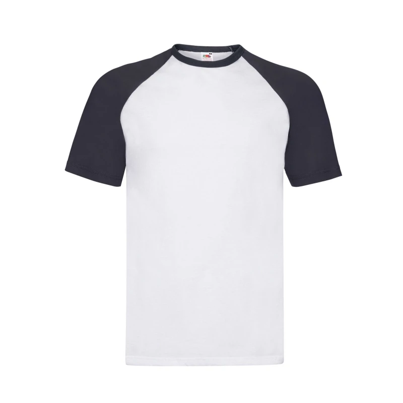 Image of Fruit Of The Loom Fruit of the Loom Men Contrast Baseball T-Shirt in Navy Size: Small Navy S Male 5063425956272