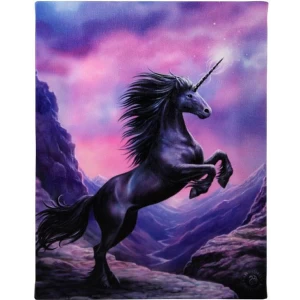 Image of Small Black Unicorn Canvas Picture by Anne Stokes