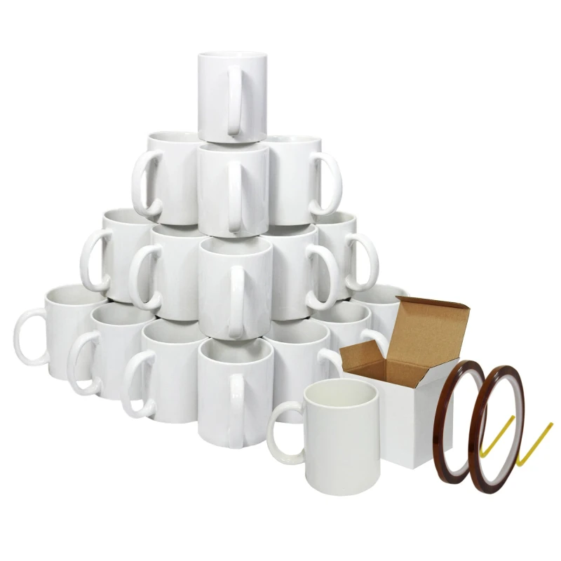 Image of Monstershop 72 White Sublimation Mugs With Boxes & Heat Tape Roll White