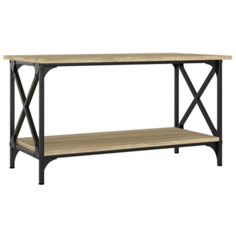 Image of Vidaxl Coffee Table Sonoma Oak 80X45X45cm Engineered Wood And Iron