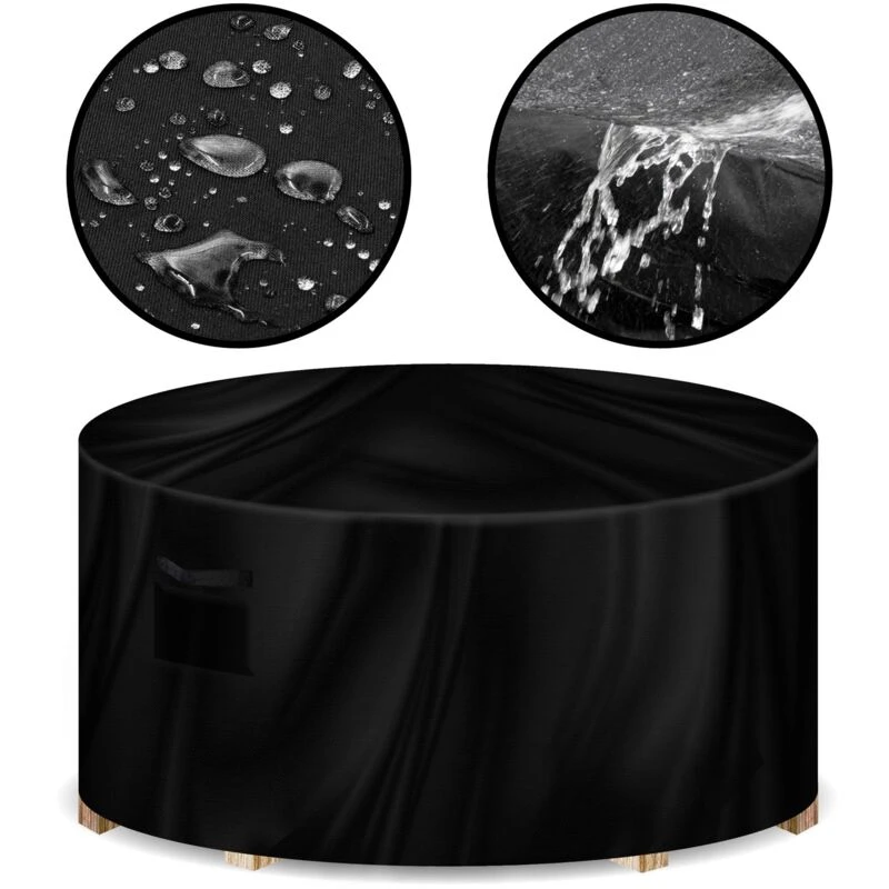 Image of Gracious Gardens Round 230X100Cm Outdoor Patio Waterproof Garden Furniture Cover, Weatherproof Table & Chair Set Protector