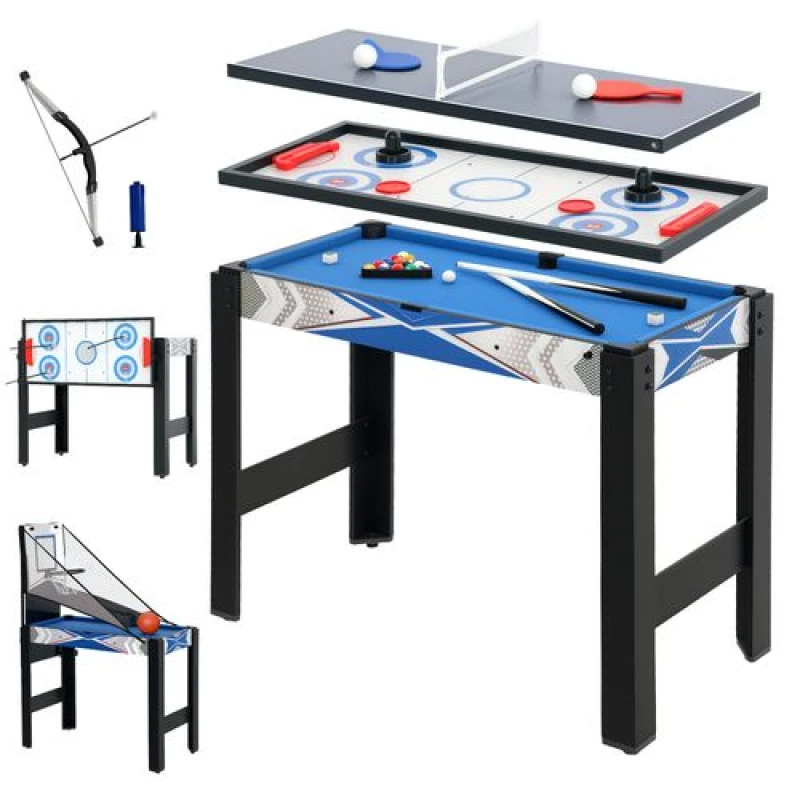 Image of SPORTNOW SPORTNOW 5 in 1 Multi Games Table Combo Sports Game Table for Kids, Blue