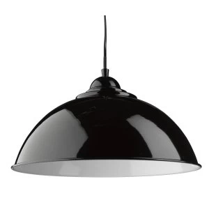 Image of 1 Light Dome Ceiling Pendant Black with Metal Shade, E27