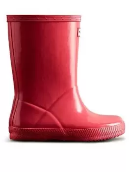 Image of Hunter Kids First Classic Gloss Wellington Boot, Pink, Size 4 Younger