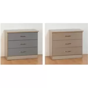 Image of Seconique Nevada Oak and Grey Gloss 3 Drawer Chest