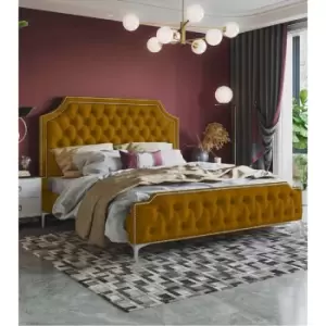 Image of Gaia Bed Small Double Plush Velvet Mustard