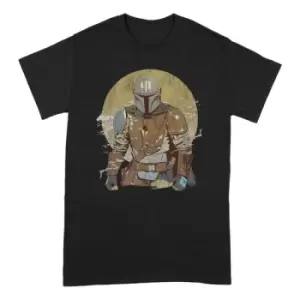Image of Star Wars The Mandalorian T-Shirt Distressed Warrior Size L