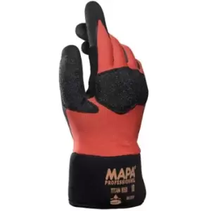Image of Mapa Titan Orange Nitrile Coated Nitrile Work Gloves, Size 10, Large, 2 Gloves