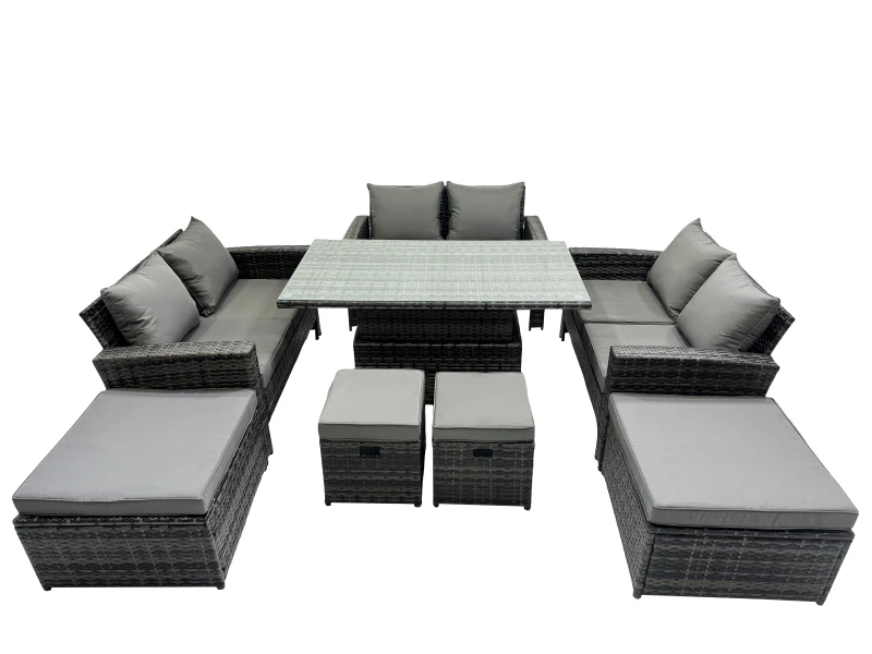Image of Fimous Outdoor Love Sofa Set &Adjustable Lifting Dining or Coffee Table in Dark Grey Dark Grey Unisex