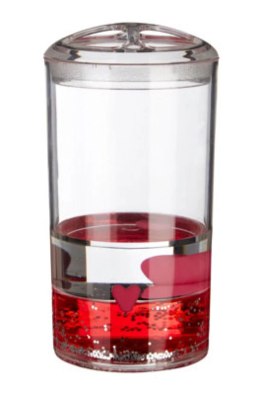 Image of Premier Housewares Floating Hearts Acrylic Hearts Toothbrush Holder Clear