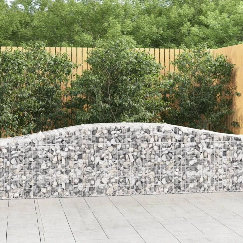 Image of vidaXL Arched Gabion Baskets 4 pcs 400x50x80/100cm Galvanised Iron, Silver 3145945