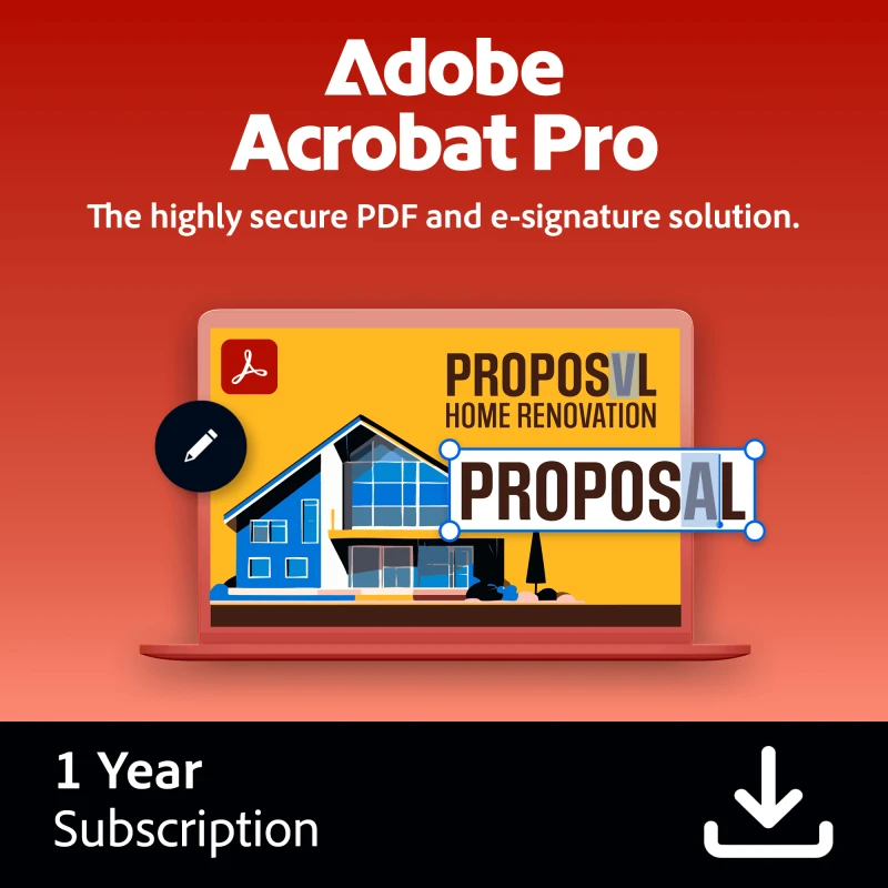 Image of Adobe Acrobat Pro Digital Download for Windows Or Mac, for 1 User - Annual Renewable Subscription, 12 Months Included