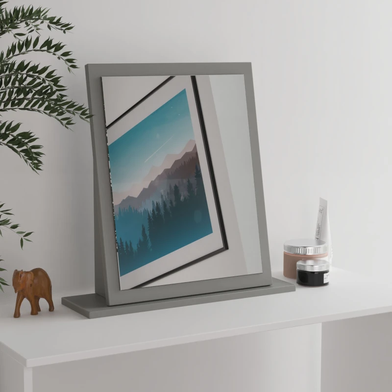 Image of Messina Matt & Satin Dusk Grey Rectangular Framed Mirror (H)48.3Cm (W)47.8Cm