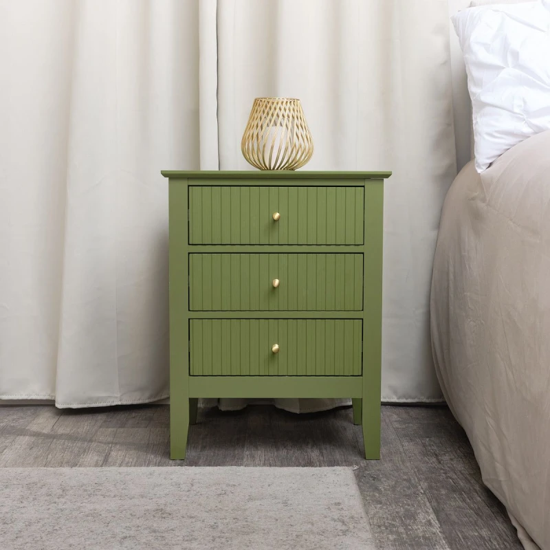 Image of Melody Maison 3 Drawer Bedside Table - Hales Green Range Dark Green