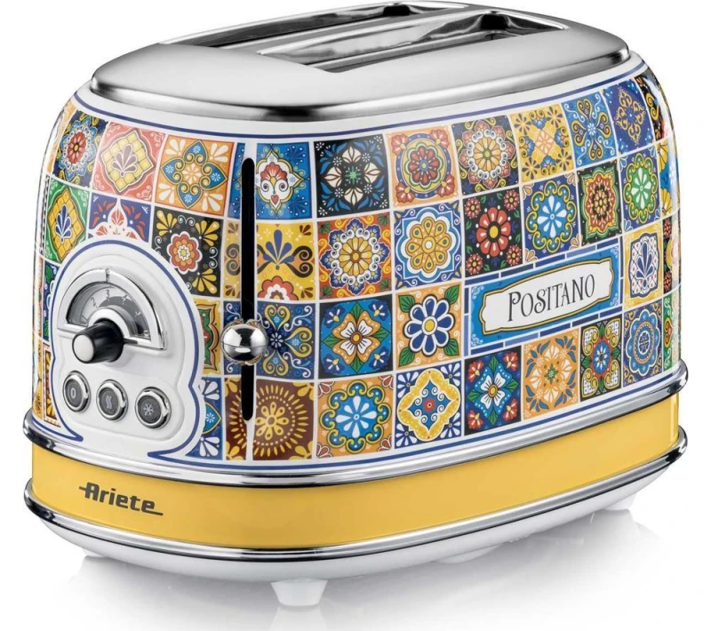 Image of ARIETE Positano 0155/1P 2-Slice Toaster - Yellow & Blue,Silver/Grey,Yellow 8003705122802