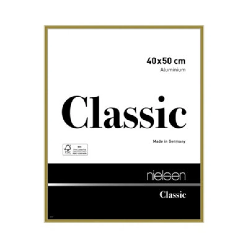 Image of Nielsen Classic Polished Gold Aluminium Picture Frame 40X50Cm - With Float Glass And Push/turn Clips
