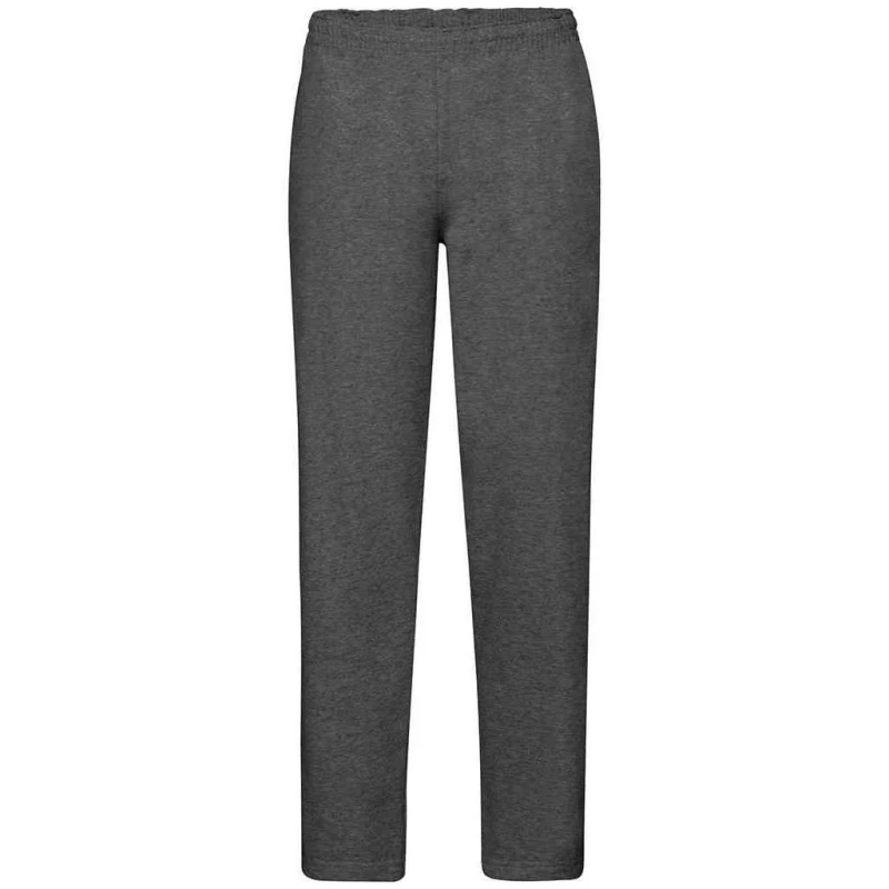 Image of Fruit Of The Loom Fruit of the Loom Men Classic Heather Open Hem Jogging Bottoms in Dark Grey Size: Small Dark Grey S Male 5063470502561
