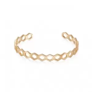 Image of Hexagon Palm Bangle 18ct Gold Plated Bracelet WB01_GP