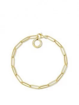 Image of Thomas Sabo 18k Gold Plate Paper Clip Link Sterling Silver 17cm Charm Carrier Bracelet, One Colour, Women
