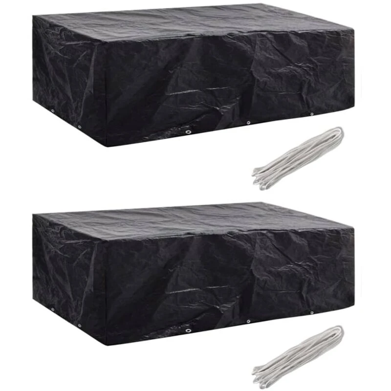 Image of vidaXL 2x Garden Patio Furniture Covers 8 Persons Poly Rattan Set 10 Eyelets