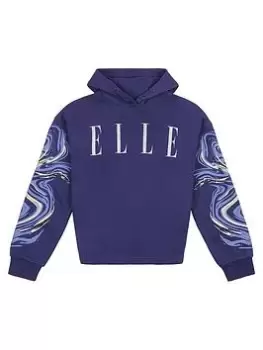 Image of Elle Girls Sleeve Print Hoodie - Patriot Blue, Patriot Blue, Size Age: 7-8 Years, Women